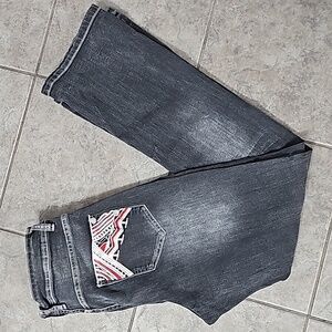 Black Jeans Embroidered Back Pockets Bootcut Denim Pants Medium